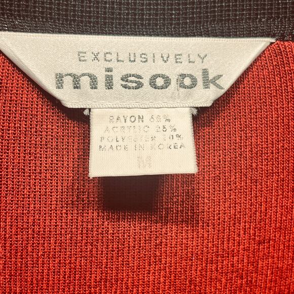 Exclusively Misook VTG Cardigan Jacket Knit Burgundy Red Black Pockets Office M - Picture 7 of 8